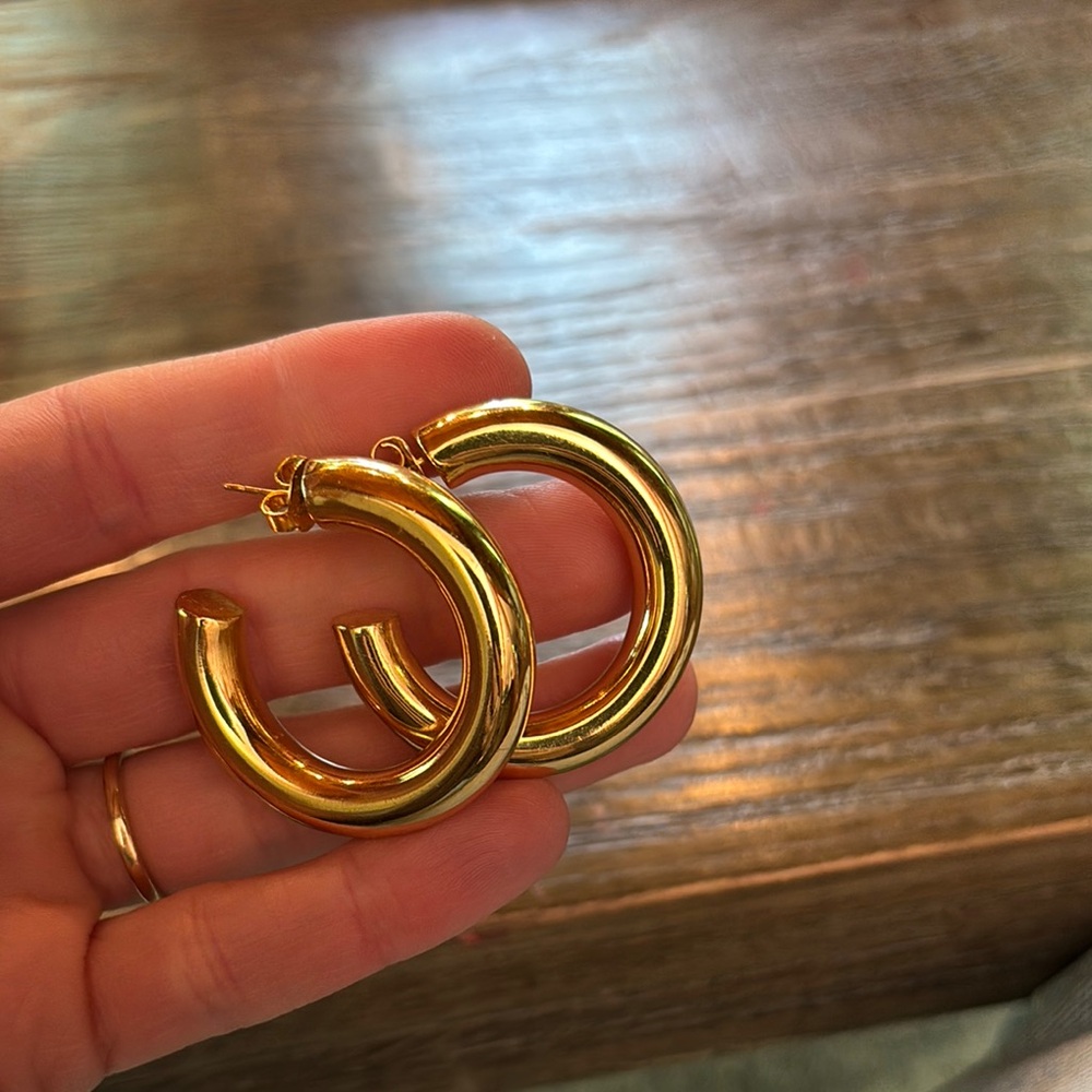 Gold Chunky Hoop Earrings - Women Jewelry